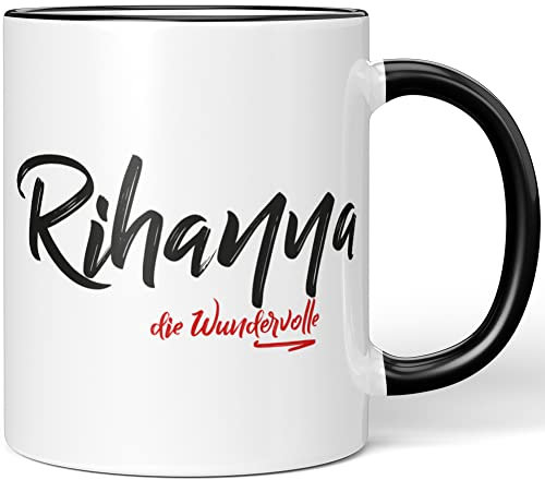 JUNIWORDS Tasse, Rihanna, die Wundervolle, Schwarz (5287885)