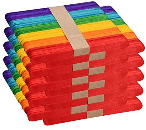 500 Stück Bunte Holzstäbchen zum Basteln, Eisstiele aus holz, Bastelhölzer für Kinder Handwerk