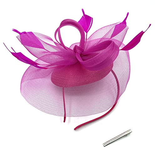 Ladies Hot Pink Feather Fascinator Clip/Headband Weddings, Races, Royal Ascot Hair Piece