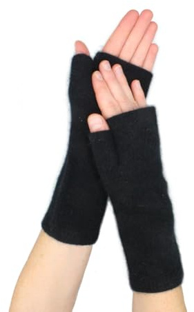Native World Possum - Scaldamani da donna in lana merino, guanti senza dita, Nero , Etichettalia unica