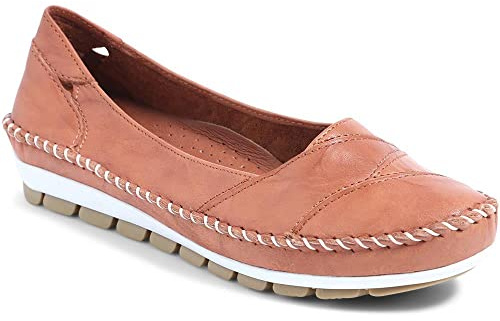 Leather Slip-On Shoes - Tan Size 6