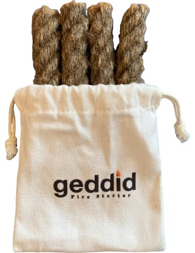 geddid Zunder für Feuerstarter Feuerstahl - 4 Stück im Stoffbeutel - wasserfest, leicht entzündlich, Lange Brenndauer für Survival Outdoor Camping Bushcraft Hobo Kocher Pfadfinder