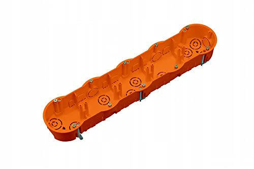 1x 5-Fach Gipskartondose, Rigips Hohlwanddose, Gerätedose, Schalterdose, Abzweigdose Orange UP HW Ø 68mm x 340mm x 46mm Tiefe, zur Befestigung der Dose in Gipskartonplatten, PK60-48P 1st.