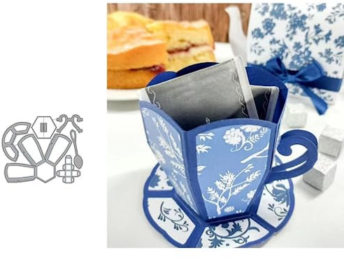 Teacup Cutting Die 3D Cup Embossing Metal Dies Cut for DIY Scrapbooking Album Decorative Paper Crafting Card Making