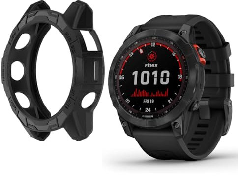 HOMTERN Schutzhülle für Garmin Fenix 7/Fenix 7 Pro und Epix Pro 47 mm, flexible Silikonhülle, stoßfest, kratzfest, Smartwatch-Zubehör, Schwarz