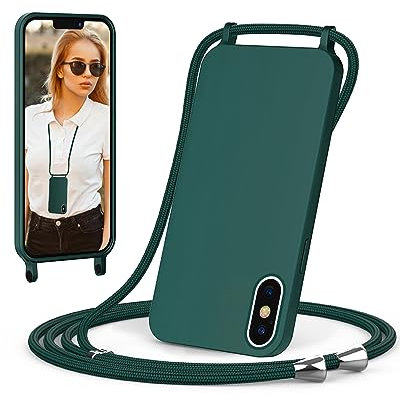 ScandiCasis Handykette für iPhone XS Max Hülle mit Band, Handyhülle mit Schnur zum Umhängen, weiche TPU Silikonhülle mit Band [verstellbar] [abnehmbar] Halskettenhülle für iPhone XS Max