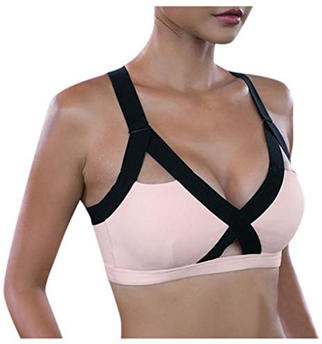 Yoga Shirt Plain Seite Full Spitze BH Weste Farboberflächen Front Cup Sport Pole Dance Outfit Set (Pink, S)