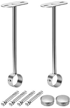MACHSWON 25mm Dia,300mm Height,Wardrobe Pipe Bracket,Shower Curtain Rod Lever Support Holder Pipe Flange Socket,2PCS