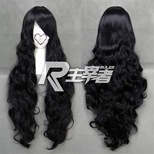 gilt für Anime Inuyasha Naraku Cosplay Perücke Schwarz 90 cm lange gewellte Hochtemperatur-Faserhaarperücke Perucas