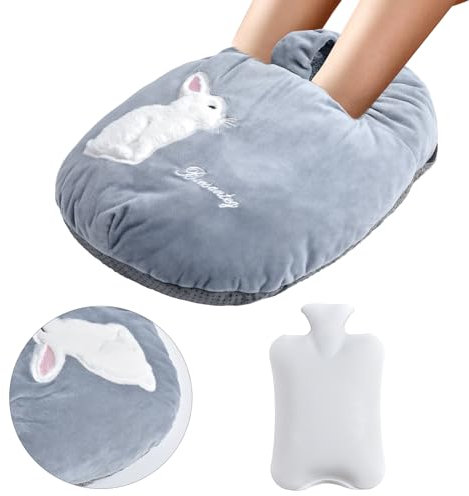 Goomp Chauffe-Pieds Non Électrique 2 in 1 Chauffe-Pieds Peluche avec 3L Bouillottes pour Femmes, Coussin Lavable et Amovible