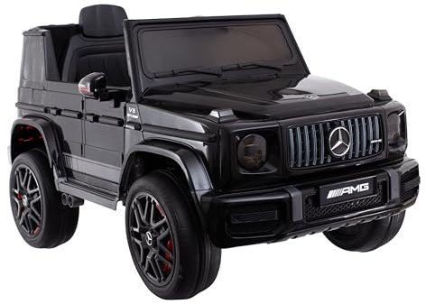 Allpax Mercedes G63 AMG Elektro Kinderauto für Kinder mit Fernbedienung - 3-6 Jahre bis 30 kg - Premium Soundsystem mit Motorsound, Hupe, USB – Lizenziertes Elektroauto für Kinder schwarz 3-6 km/h