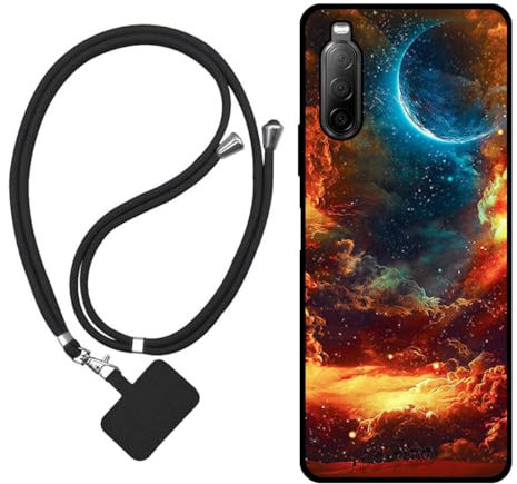 Sunrive Hülle Kompatibel mit Sony Xperia 5 II 5G Case,matt Handyhülle Schutzhülle Etui Karikatur Muster TPU Backcover (Wolken,Mond,Himmel) +1x Universale Handykette MEHRWEG