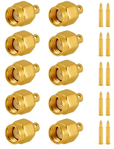 Vecys 10 PCS SMA Connettori SMA Maschio Saldatura a Connettore per RG405 .086 Semi-rigido RF Coassiale Cavo