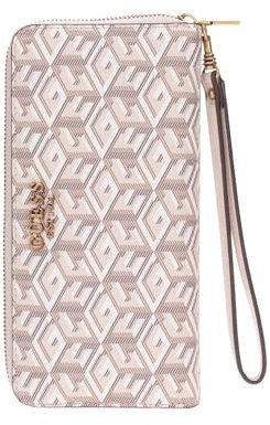 GUESS Damen Laurel Large Around Zip Wallet Wristlet Clutch Sand Logo Einheitsgröße