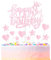 mciskin Happy 3rd Birthday Cake Toppers - Pink & Glitter Heart Stars for Girls' 3rd Birthday Cake Decorations