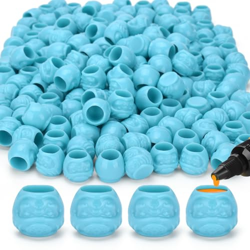 ATOMUS 200pcs Blue Disposable Tattoo Ink Cups Pigment Caps for Permanent Makeup Container