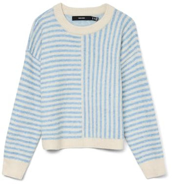 VERO MODA Damen VMURANUS LS Oneck Cropped Pullover GA BF Strickpullover, Birch/Detail:W. Allure Melange, XL