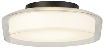 Licht-Erlebnisse LED Badezimmerlampe Decke Ø 30 cm H: 10 cm rund flach Glas blendarm 3000 K warmweiß IP44 Deckenleuchte Bad Deckenlampe Badezimmer Beleuchtung