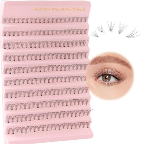 Poiuyoiu Wimpern Extensions 200 Stück Fake Lashes Mix 8-16mm 10D Künstliche Wimpern Natürlich Cluster Lashes DIY Wimpern Extensions Einzelne Wimpern Dezente Falsche Wimpern Wiederverwendbar Eyelashes