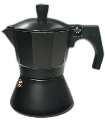 A2ZWORLD Caffettiera Moka in Alluminio, Colore Nero, NON Adatta al Piano a Induzione (3 Tazze)