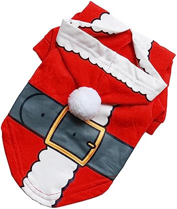 DRESSOOS Entzückende Hundekleidung Wärmender Hundemantel Aus Baumwolle Weihnachtsmann-Design Für Hunde