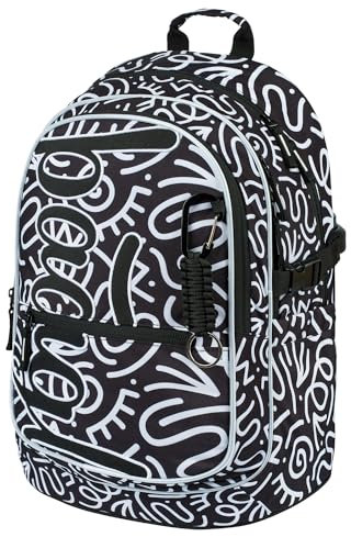 Baagl Schulrucksack für Jungen, Schulranzen für Kinder mit ergonomisch geformter Rücken, Brustgurt und reflektierende Elemente für Weiterführendeschule Mittelschule (Element)