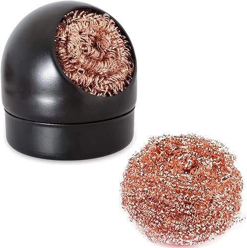 Soldering Iron Tip Cleaner, Soldering Iron Tip Cleaning Tool, Solder Tip Cleaning Wire with Brass Wool, Solder Cleaner Accessories Cleaning Ball and one Base, Solder Tip kit with Soft Brass Wire (3)