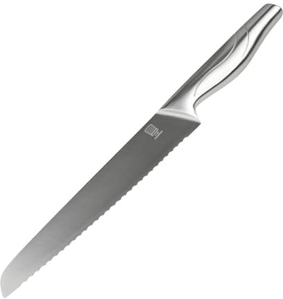 FACKELMANN Chefkoch Brotmesser ca.200/350mm – Handgeschärft, Taper-Klingenschliff – Fugenlose Verarbeitung – Anti-Rutsch-Griff – 5 Jahre Garantie – Silber
