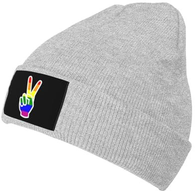 56 Strickmütze Peace-Zeichen Gay Regenbogen Beanie Mütze Klassische Cuffed Hats Unisex Beanie Hat Für Travel Alle Jahreszeiten Fischen