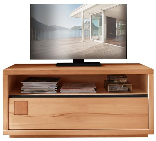 Lowboard 120 cm breit TV Board Fernsehschrank Fernsehtisch Unterschrank TV-Lowboard Fernsehmöbel in Buche massiv geölt