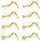NIUSIMAN 8 Stück Nasenpiercing Gold Chirurgenstahl,22 Gauge Nasenpiercing Stecker Schraube Screw förmige Nase Piercing Set dünn Nase Piercing Schmuck Frauen Mädchen Männer