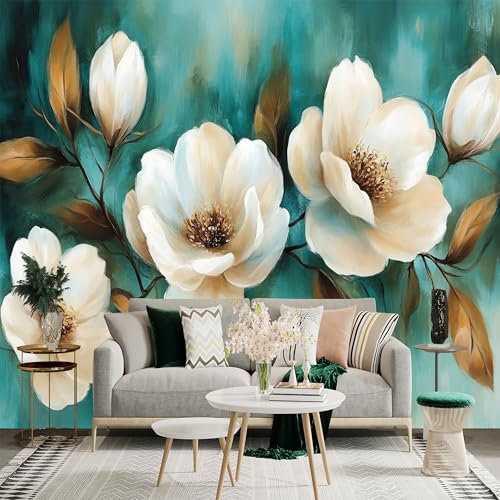 Murales de pared de tamaño personalizado, flor grande de color pastel con pétalos detallados, autoadhesivos, extraíbles para dormitorio, baño, oficina, habitación de los niños, sala de estar