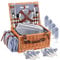MINENICE Picknickkorb 4 Personen, Wicker Picknickkorb für 4 Personen mit Wasserdichter Picknickdecke und Besteckset, Picnic Basket mit Kühlfach für Camping, Outdoor, Party, Strand, Tagesreisen, Blau