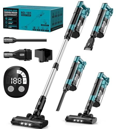 350W Cordless Vacuum Cleaner for Makita 18V Battery, 35kPa Brushless Lightweight Stick Vacuum with 3 Mode Suction, 6 in 1 Stick Vacuum Cleaner with HEPA for Floor, Carpet, Car (Battery Not Included)