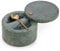 EHC Salt & Pepper Holder, Spice & Herbs Container, Marble Pinch Pot with Swivel Magnetic Lid and Serving Spoon, Salt Celler for Dining Table, Spice Storage Bowl with Compartment, Spice Bath, Green