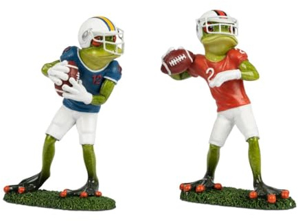 formano Frosch Figur Football - Spieler – Lustige Frosch-Deko für Sportfans – Geschenk für Football-Liebhaber & Spieler – Handbemalte Dekofigur (2er Set alle beide)