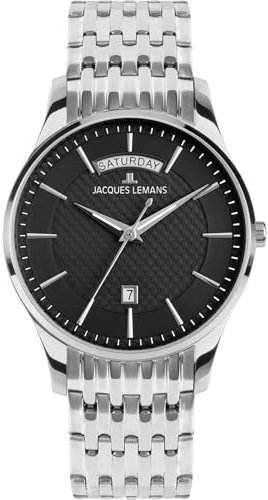 JACQUES LEMANS Herrenuhr London Quarz Stahl/Schwarz 1-2193F