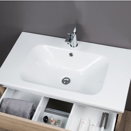 Yellowshop - Lavabo Da Incasso per mobile bagno Ceramica Bianco Lucido Sanitari Bagno Design Moderno Modus Rettangolare Troppo Pieno Diverse Misure (61 x 46 cm)