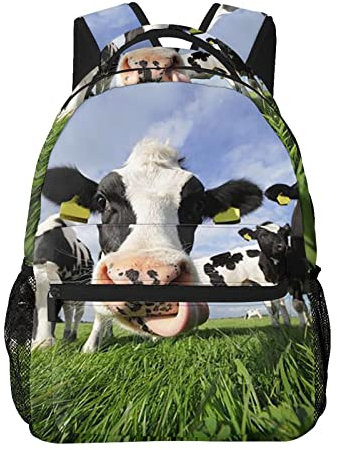 NUYFVG Holstein Kinderrucksack, Kuh im Feld, große Kapazität, Schultaschen, 40,6 cm, tragbarer Laptop-Büchertasche, lässiger Rucksack für Jungen und Mädchen der 1. - 6. Klasse, Holstein-Kuh, One size