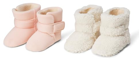 Amazon Essentials Unisex Baby Weiche Winter-Trageschuhe Stiefeletten mit Klettverschluss, 2er Pack