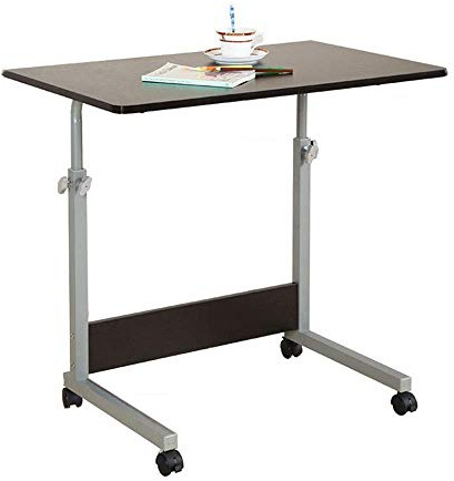 erkebspm Moderner Klapptisch aus Holz, höhenverstellbarer Schreibtisch, neigbarer Desktop-Laptop-Ständer, Beistelltisch für Bett, Sofa, Krankenhaus, Krankenpflege, Lesen, Essen, weiß, 80 x 50 x 97 cm