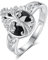 EUDORA Harmony Ball Anello in Argento Sterling 925 con Albero Della Vita in Ossidiana per Donne e Uomini, Anello Regolabile con Cristallo a Goccia Banda Aperta, Gioiello Amuleto Regalo per la Mamma