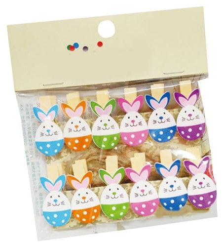 12 Stück Osterhasen Holzklammern Holz Foto Klammern mit 1,5 Yard Schnur für Heimdekoration und Foto Bild Aufhängen