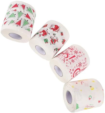 SOPOTUTU 4 Rollen Doppeltes Weihnachts Toilettenpapier mit Festlichem Muster und Reißfest Lustiges Klopapier für Party Badezimmerdeko und Geschenkideen Farbig Bedruckt Lagig