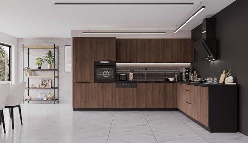 Kuechen-preisbombe Winkelküche Monza 350x290 cm Küchenzeile Eckküche Küche Nußbaum Okapi Schwarz