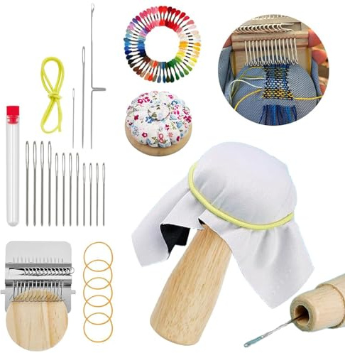 Strickpatch Reparatur-Set,Stopfwerkzeug zum Weben und Ausbessern,umfassendes Reparaturset mit 14 Häkelnadeln, 14 Stopfnadeln und 50 Farben Garn - Für Anfänger, Großeltern, Väter, Stoffe, Tücher, Schal