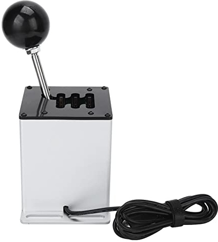 CHICIRIS USB-Schalthebel, Präzise Simulation H-Schalthebel für für WRC ETS ATS-Rennspiele, Aluminiumlegierung 6+R-Getriebe für PC USB, weiß, 55,1 Zoll Kabellänge
