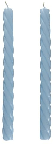 BUTLERS 2er Set Stabkerzen Paraffin - TWISTED - Brenndauer 6h | Farbe Blau - ø2 x H26 cm - Leuchterkerzen für festliche Tischdeko - Kronenkerzen für Esstisch & Sideboard