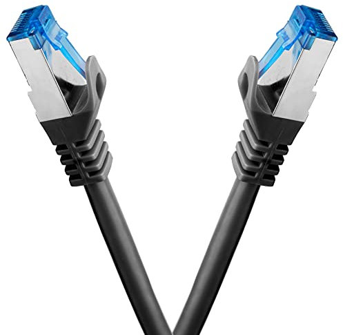 BIGtec - 2 Stück - 10m CAT.7 Gigabit Patchkabel Netzwerkkabel schwarz Kupferkabel Patch Ethernt LAN DSL Kabel CAT7 (RJ45, Cat 7, S/FTP PIMF) 10,00m