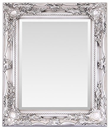 Select Spiegel Enzo Kleiner Tisch Spiegel – French Vintage, antik Barock Stil – 27 cm x 32 cm – Chic Home Decor (Antik Silber)